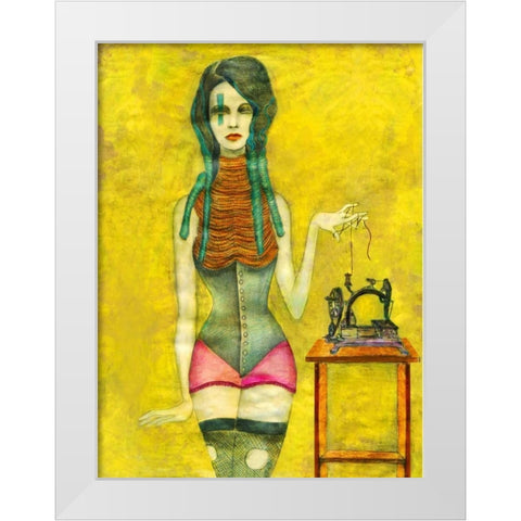 Sewing Machine White Modern Wood Framed Art Print by Goddess, Jami