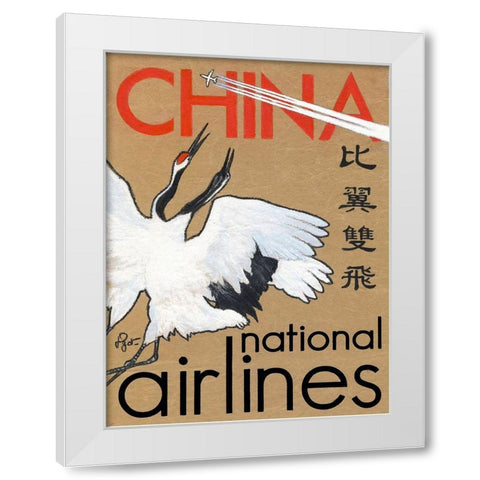 China National Airlines White Modern Wood Framed Art Print by Got, Jean Pierre
