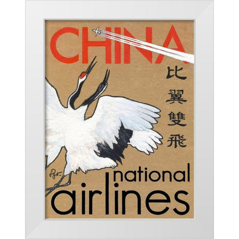 China National Airlines White Modern Wood Framed Art Print by Got, Jean Pierre