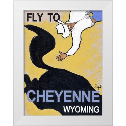 Fly to Cheyenne Wyoming White Modern Wood Framed Art Print by Got, Jean Pierre