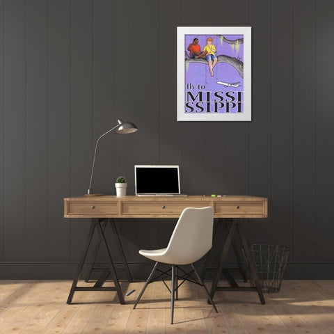 Fly to Mississippi White Modern Wood Framed Art Print by Got, Jean Pierre