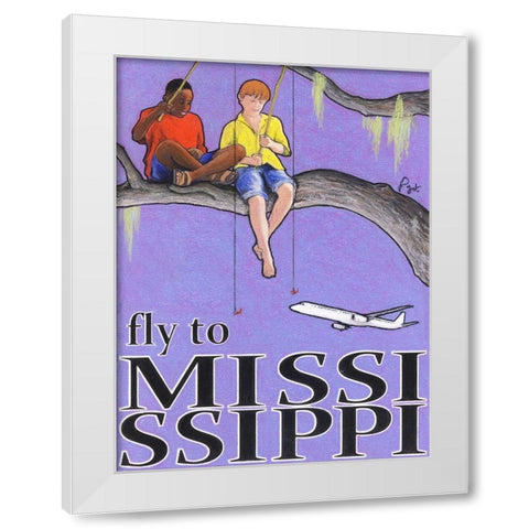 Fly to Mississippi White Modern Wood Framed Art Print by Got, Jean Pierre