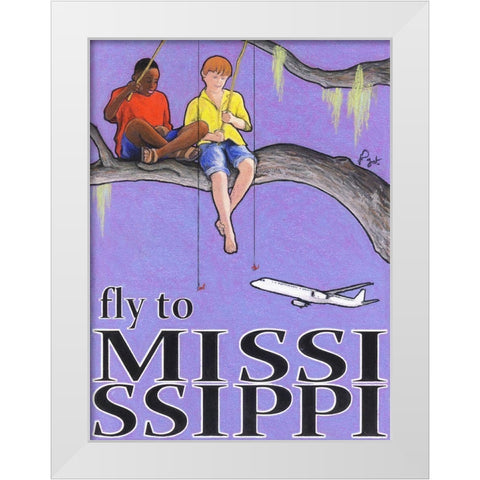 Fly to Mississippi White Modern Wood Framed Art Print by Got, Jean Pierre