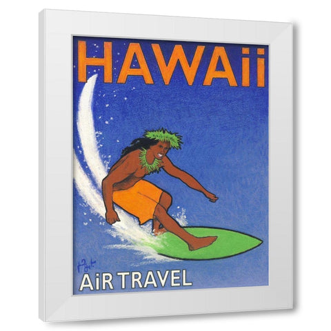 Hawaii Air Travel White Modern Wood Framed Art Print by Got, Jean Pierre