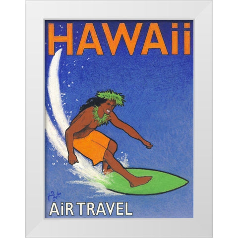 Hawaii Air Travel White Modern Wood Framed Art Print by Got, Jean Pierre