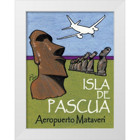 Isla de Pascua White Modern Wood Framed Art Print by Got, Jean Pierre