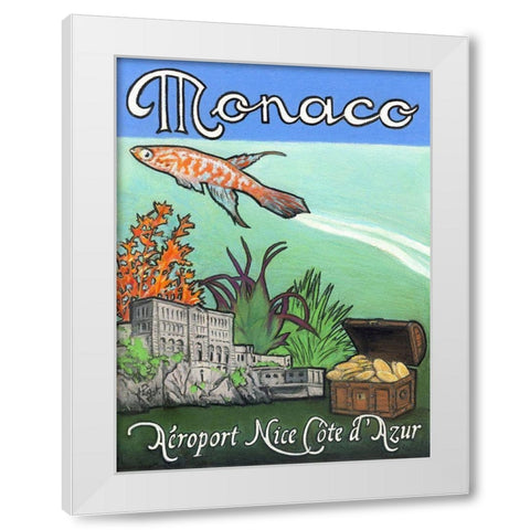Monaco Travel Poster White Modern Wood Framed Art Print by Got, Jean Pierre