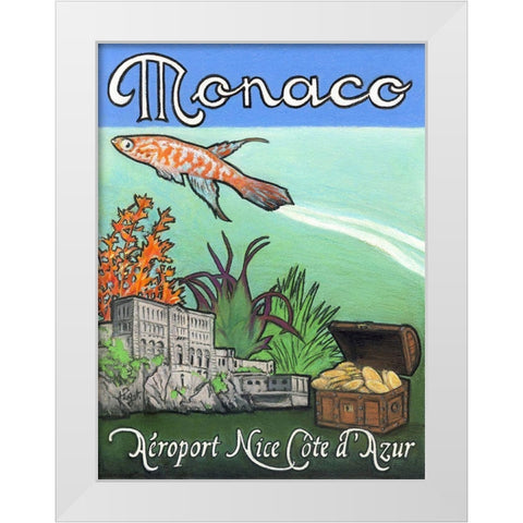 Monaco Travel Poster White Modern Wood Framed Art Print by Got, Jean Pierre