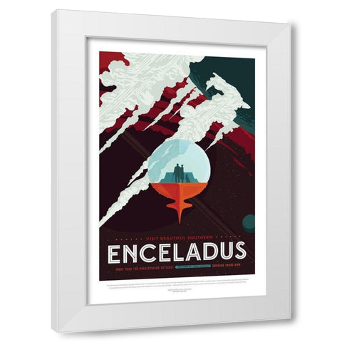 Enceladus White Modern Wood Framed Art Print by JPL