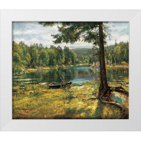 Summer on the Lake White Modern Wood Framed Art Print by Sorensen, Jorgen