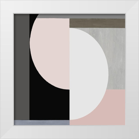 Balanced Blush I White Modern Wood Framed Art Print by Thompson, Justin