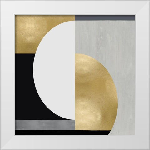 Balanced in Gold I White Modern Wood Framed Art Print by Thompson, Justin