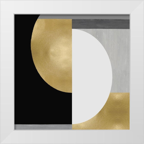 Balanced in Gold II White Modern Wood Framed Art Print by Thompson, Justin