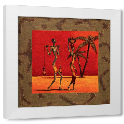Sun Tribe I White Modern Wood Framed Art Print by Kamba