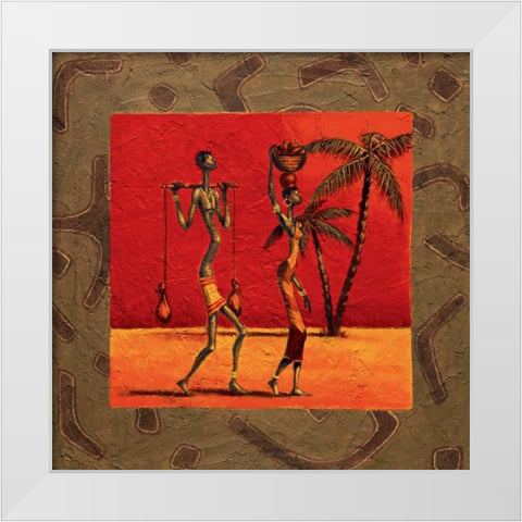 Sun Tribe I White Modern Wood Framed Art Print by Kamba