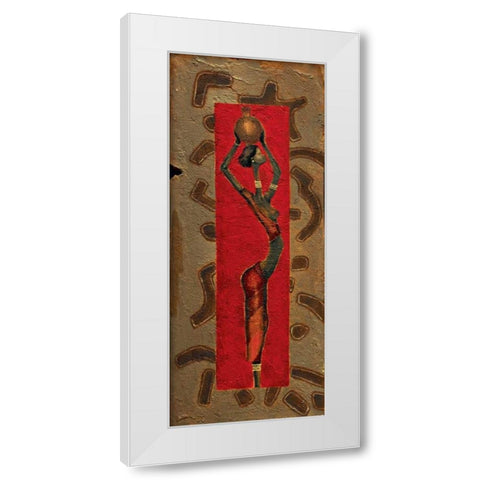 African Lady I White Modern Wood Framed Art Print by Kamba
