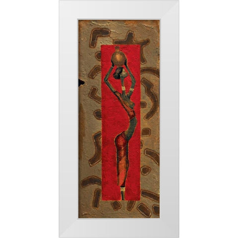 African Lady I White Modern Wood Framed Art Print by Kamba