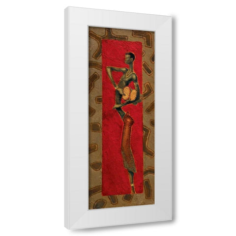 African Drummer I White Modern Wood Framed Art Print by Kamba