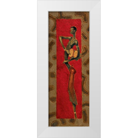 African Drummer I White Modern Wood Framed Art Print by Kamba
