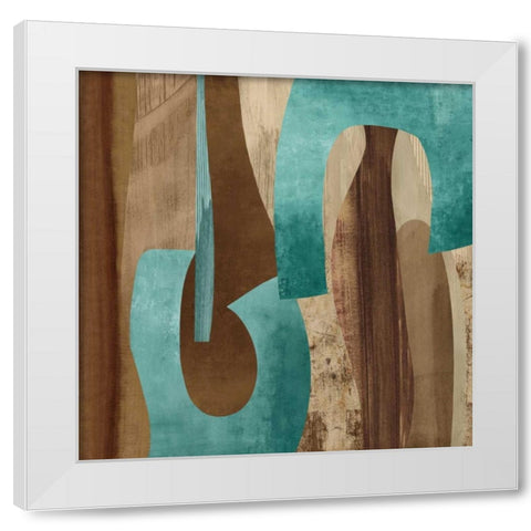 Aqua Turns I White Modern Wood Framed Art Print by Baker, Kevin