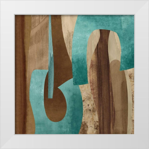 Aqua Turns I White Modern Wood Framed Art Print by Baker, Kevin