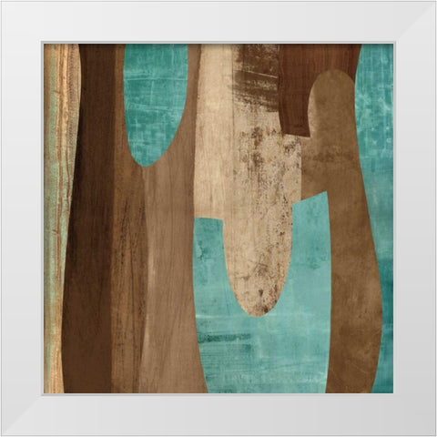Aqua Turns II White Modern Wood Framed Art Print by Baker, Kevin