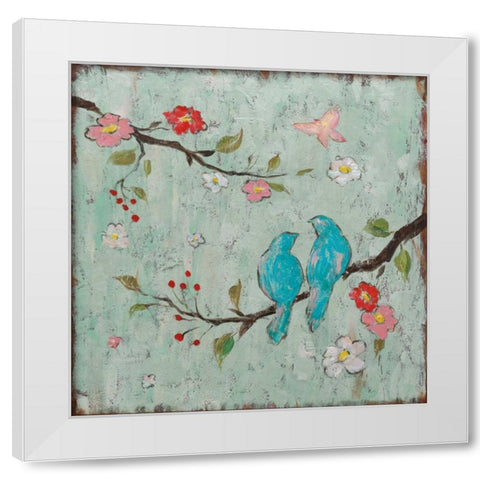 Love Birds I White Modern Wood Framed Art Print by Frances, Katy