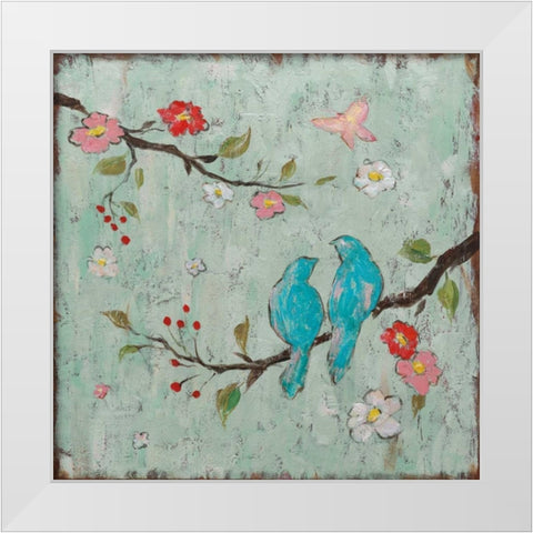 Love Birds I White Modern Wood Framed Art Print by Frances, Katy