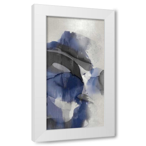 Cascade Indigo Triptych III White Modern Wood Framed Art Print by Jett, Kristina