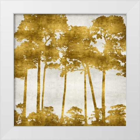 Tree Lined In Gold II White Modern Wood Framed Art Print by Bennett, Kate