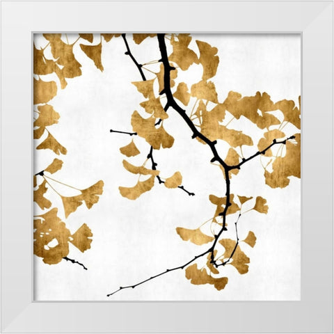 Ginko in Gold II White Modern Wood Framed Art Print by Bennett, Kate