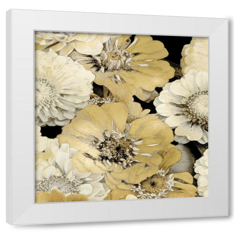 Floral Abundance in Gold I White Modern Wood Framed Art Print by Bennett, Kate