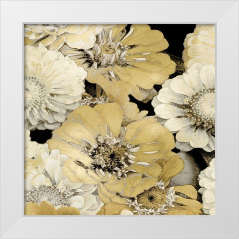 Floral Abundance in Gold I White Modern Wood Framed Art Print by Bennett, Kate