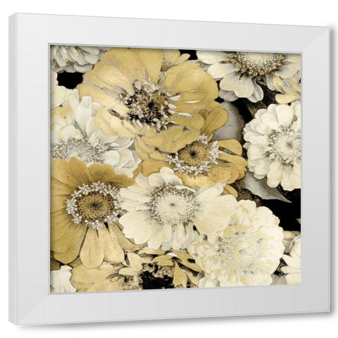 Floral Abundance in Gold II White Modern Wood Framed Art Print by Bennett, Kate