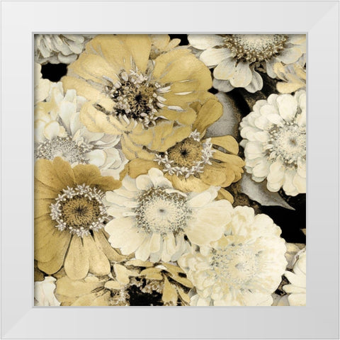 Floral Abundance in Gold II White Modern Wood Framed Art Print by Bennett, Kate