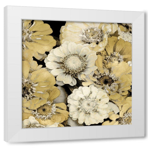Floral Abundance in Gold III White Modern Wood Framed Art Print by Bennett, Kate