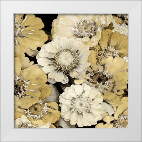 Floral Abundance in Gold III White Modern Wood Framed Art Print by Bennett, Kate