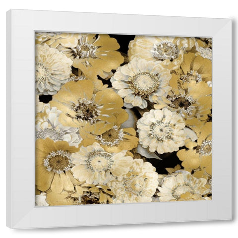 Floral Abundance in Gold IV White Modern Wood Framed Art Print by Bennett, Kate