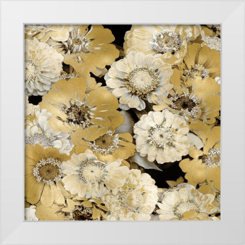 Floral Abundance in Gold IV White Modern Wood Framed Art Print by Bennett, Kate