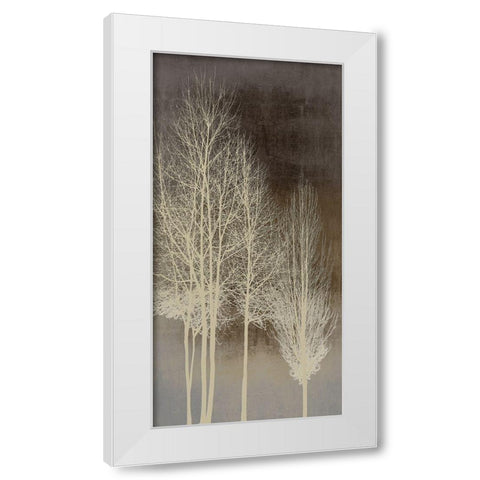 Trees on Brown Panel I White Modern Wood Framed Art Print by Bennett, Kate