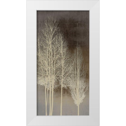 Trees on Brown Panel I White Modern Wood Framed Art Print by Bennett, Kate