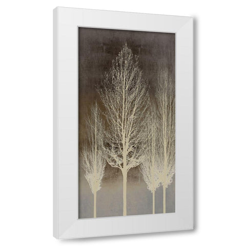 Trees on Brown Panel II White Modern Wood Framed Art Print by Bennett, Kate