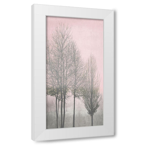 Gray Trees on Pink Panel I White Modern Wood Framed Art Print by Bennett, Kate