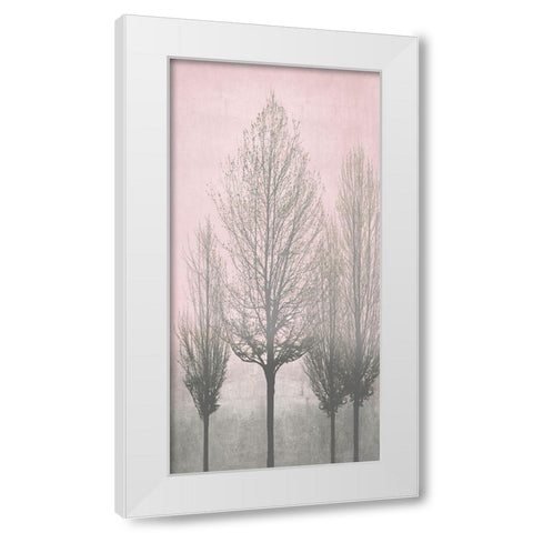 Gray Trees on Pink Panel II White Modern Wood Framed Art Print by Bennett, Kate