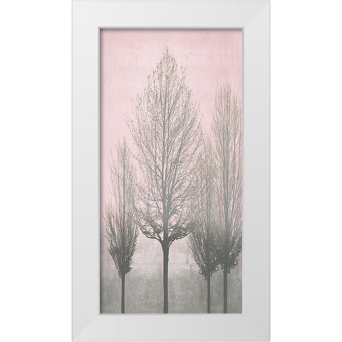 Gray Trees on Pink Panel II White Modern Wood Framed Art Print by Bennett, Kate