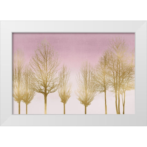 Gold Forest on Pink White Modern Wood Framed Art Print by Bennett, Kate