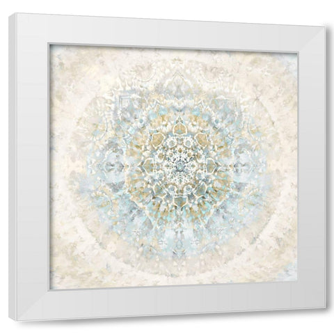 Tapestry Aqua Blue White Modern Wood Framed Art Print by Kearns, Molly
