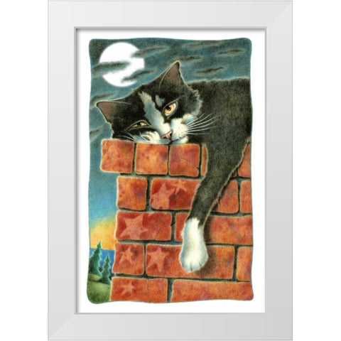 Chimney Sweep (with Moon) White Modern Wood Framed Art Print by Seeley, Laura