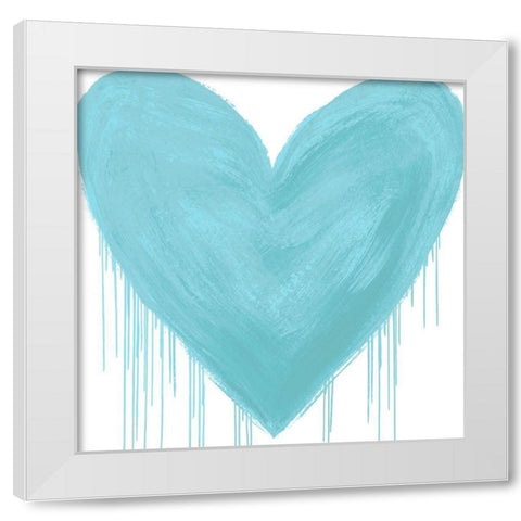 Big Hearted Aqua  White Modern Wood Framed Art Print by Rodgers, Lindsay