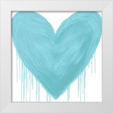Big Hearted Aqua  White Modern Wood Framed Art Print by Rodgers, Lindsay